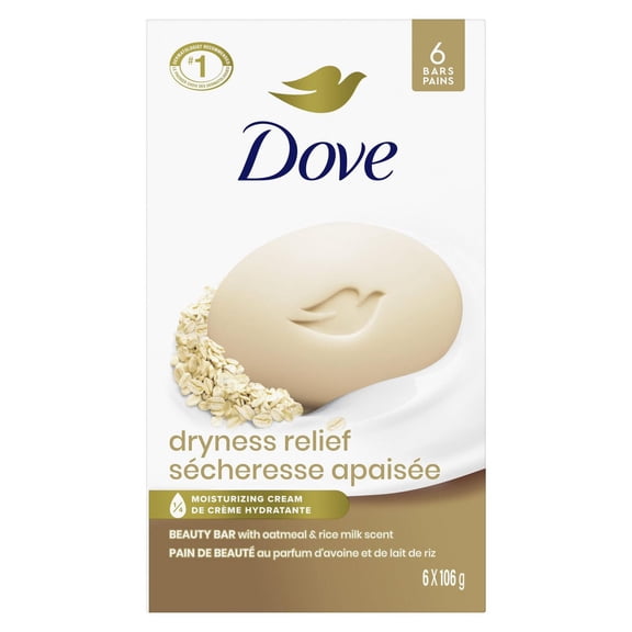 Dove Beauty Bar 1/4 Moisturizing Cream Dryness Relief, 106 g (6 bars)