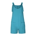 thumbnail image 3 of AherBiu Boho Jumpsuit for Women Short Beach Suspenders One-Piece Summer Outfits Solid Color Rompers with Pockets, 3 of 7