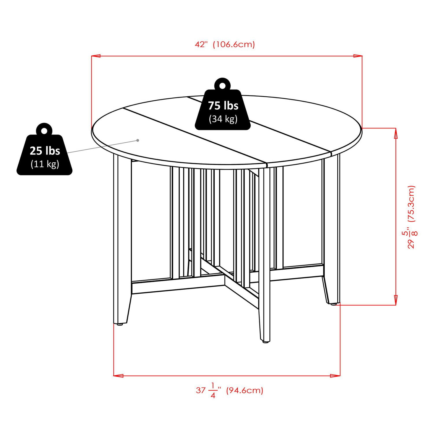 Table ronde à abattants 5 pièces Alamo avec 4 chaises Hamilton à dossier à barrettes de Winsome - 94565