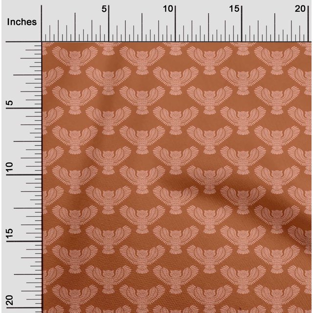 oneOone Cotton Poplin Fabric Owl Block Print Fabric BTY 56 Inch Wide