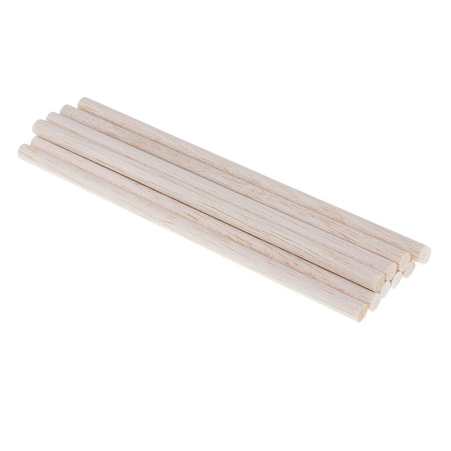 10 Pieces Natural White Round Unfinished Balsa Wood Wooden Sticks Dowel Rods for 200mm