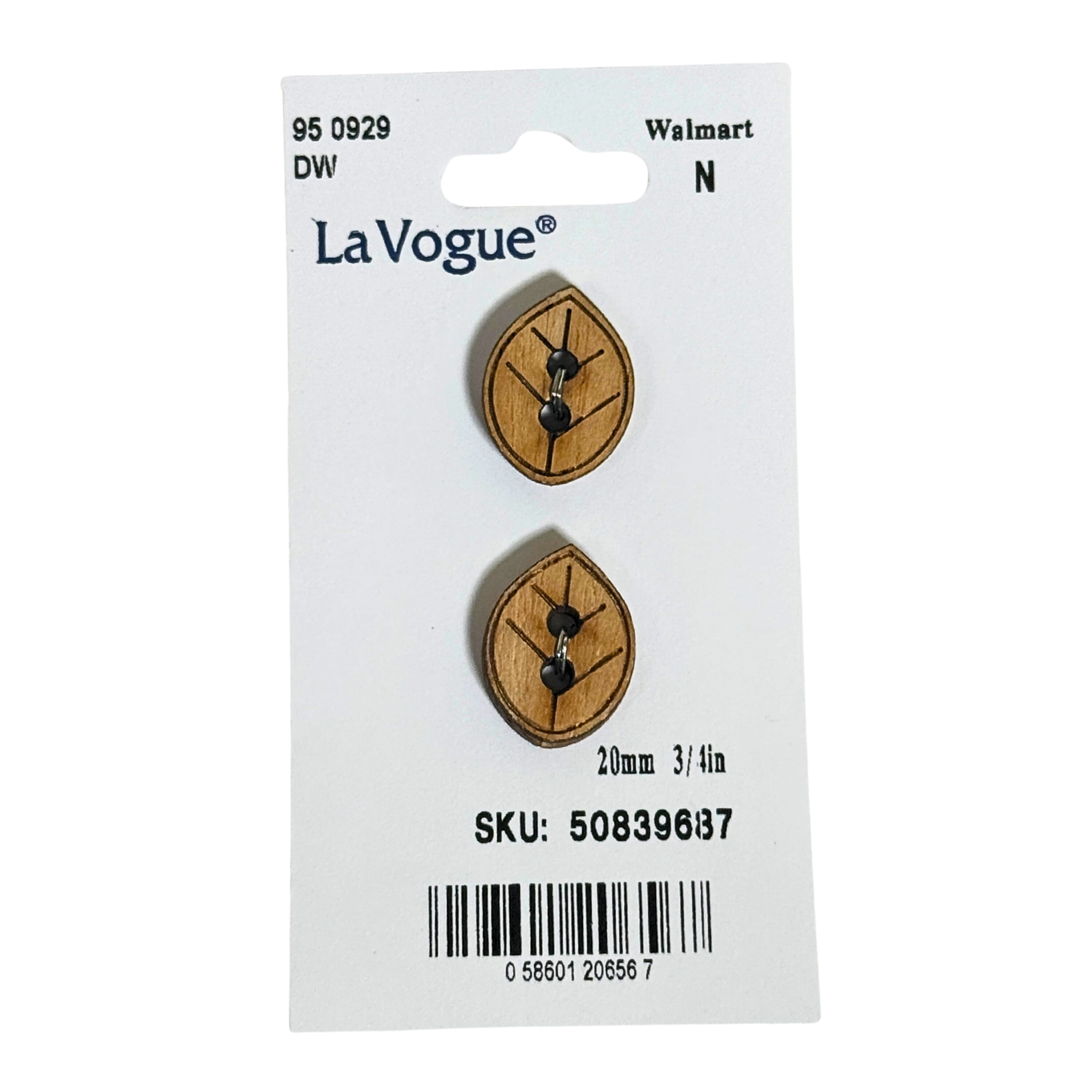 LA VOGUE Buttons, naturel Material - 2 pieces, 20 mm (3/4 in), Wood Sheep