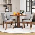 thumbnail image 2 of Costway Upholstered Dining Chairs Set of 4 with Nailhead Trim Rubber Wood Legs Padded Seat, 2 of 9
