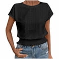 thumbnail image 1 of Pisexur Hauts d'Été pour Femmes, Hauts pour Femmes, Mode Printemps/été Décontractée Ample Col Rond Manches Courtes Hauts pour Dames Noir,m, 1 of 6