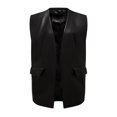 thumbnail image 1 of Faux Leather Vest For Women Long Lapel Sleeveless Drape Open Front PU Cardigan, 1 of 6