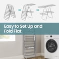 thumbnail image 2 of 2-Level Foldable Clothes Drying Rack with Height-Adjustable Wings, Free-Standing Laundry Rack Clothes Dryer, 33 Drying Rails, and Sock Clips, 2 of 5