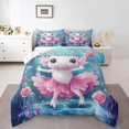 thumbnail image 1 of Erosebridal Girls Axolotl Comforter Sets Full Size, Stars Print Reversible, Soft 3-Piece, 1 of 6