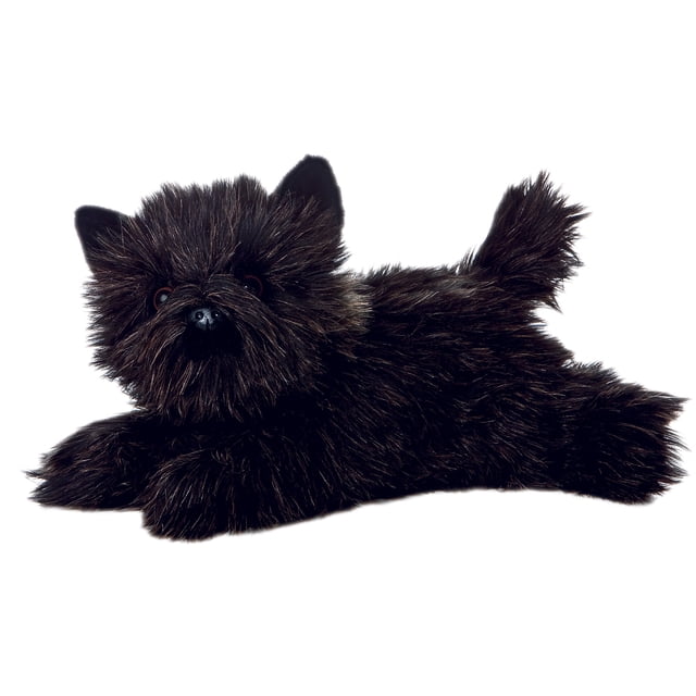Aurora Peluches - Toto (Chien) Peluche de 12 Pouces de la collection Flopsie, Conçue comme un Cairn Terrier avec un Mélange de Brins Noirs et Blancs pour une texture de Fourrure Réaliste. la Peluche Est Conçue pour s'Allonger et Se Reposer sur le Ventre, avec des Matériaux Doux et Duveteux, des Yeux Qui Se Bloquent pour la Sécurité et des Granules de Haricot pour la Stabilité. les dimensions Approximatives Sont 5 x 12 x 5 Pouces.