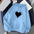 thumbnail image 2 of Pompotops Chandail Confortable pour Femmes Motif Cœur Imprimé Chandail à Capuche pour Femmes avec Poche et Cordon Liquidation, 2 of 4
