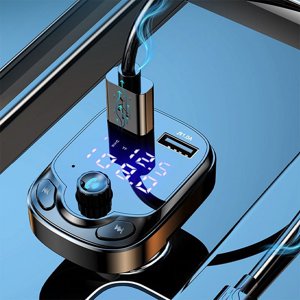 Super Chargeur de voiture rapide, Staron Chargeur de voiture multiport 5V-3.1A 15W USB Chargement rapide, Bluetooth FM Adaptateur de voiture d'émetteur pour 12-24V Camionnette SUV avec LED Affichage numérique