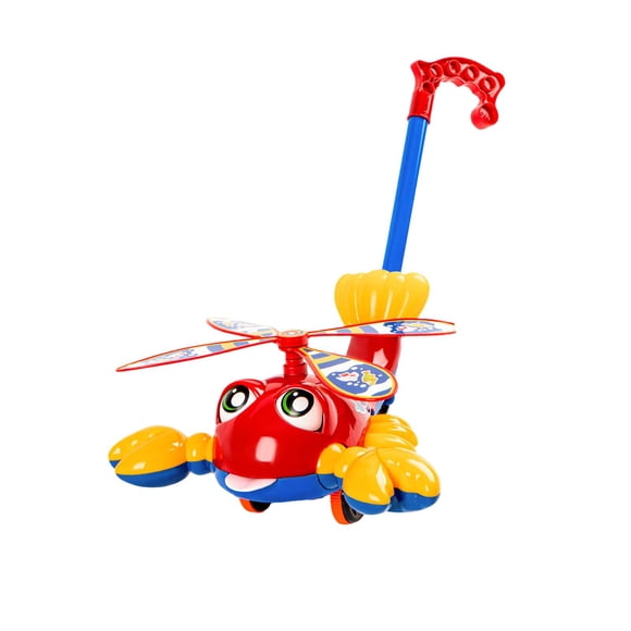 Bunblic Cartoon Airplane Toy Trolley Balance Toy Lobster Develops Motor Skills Hand Push Toy Trolley Pushing Plane for Kids Babies , red