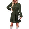 thumbnail image 1 of xiaxaixu Femmes Été A-Ligne Robe Couleur Unie Swiss Dot Manches Longues Tour de Cou Tunique Taille Genou Longueur Robe, 1 of 9
