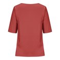 thumbnail image 4 of Yuyuzo Hauts Grande Taille pour Femmes Col Rond T-Shirts à Boutons Été Manches Mi-Longues Décontractés Coupe Ample Hauts, 4 of 5