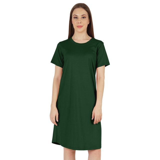 Inkmeso Robe T-Shirt d'Été Décontractée Unie pour Femmes, Coupe Ample, Tunique à Manches Courtes, Robe de Nuit