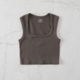 thumbnail image 1 of LYMAYTER Women's Square Collar Tank Summer Tight Ribbed Crop Tops Casual Basic Shirt for S-L, 1 of 10