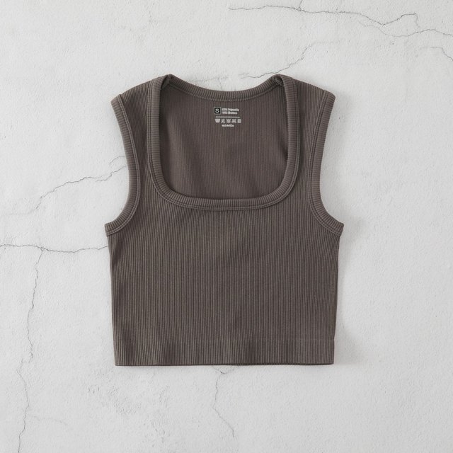 LYMAYTER Women's Square Collar Tank Summer Tight Ribbed Crop Tops Casual Basic Shirt for S-L
