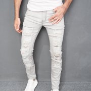TIMIFIS Jeans for Men Classic Regular Fit Cotton Jean Casual Denim Cotton Straight Ripped Hole Trousers Jeans Pants Full Length Pants-BlackFall