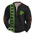 thumbnail image 1 of Penkiiy St Patricks Day Shamrock Patch Chest Print 1/4 Zip Sweatshirt 4XL Multicolor, 1 of 3