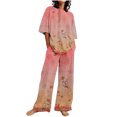 thumbnail image 1 of Hauts à Manches Courtes pour Femmes Costume d'Été Mode Short Imprimé Pantalons Colorés Costume Décontracté Deux Pièces Hauts à Manches Courtes pour Femmes Hauts d'Été pour Femmes avec Manches, 1 of 6