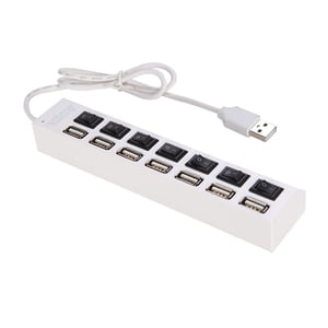 Yeacher 7 Ports USB Hub Splitter with On/Off Switches Long Cord for Laptop Desktop PC Computer Charging Devices Data Transfer