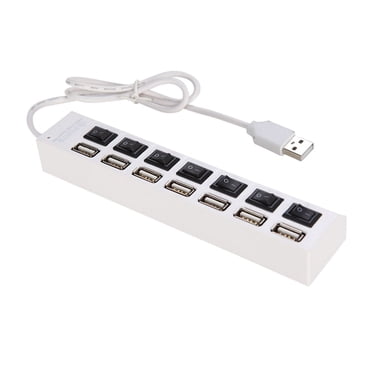 7 Ports USB Hub Splitter with On/Off Switches Long Cord