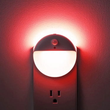 YUNLEX 2 Pack Plug in Night Light with Motion Sensor and Dusk to Dawn Sensor Stepless Dimming Red LED Nightlight with 3 Lighting Ways for Bathroom Hallway Stairs Bedroom Kitchen