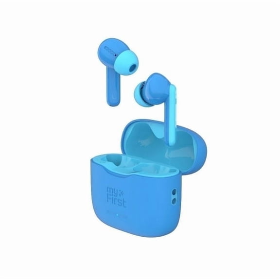 myFirst CareBuds (Bleu) : Écouteurs sans fil pour enfants avec limite de volume de 85 dB, micro intégré, 6 embouts d'oreille, sangle anti-perte et appairage facile, idéal en cadeau pour les enfants