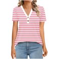 thumbnail image 4 of Chemise à Manches Courtes à Col en V pour Femmes, Haut Imprimé en Polyester avec devant à Boutons, Longueur Régulière, Coupe Amincissante Échancrée, Noir, P, 4 of 6