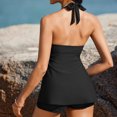 thumbnail image 3 of UPPADA Maillots de Bain 2 Pcs pour Femmes Haut Tankini Blouson et Bas Short Maillot de Bain Col Ras du Cou Bretelles Doubles Ajustables Contrôle du Ventre Maillots de Bain avec Soutien-Gorge Liquidation Noir,G, 3 of 7