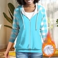 thumbnail image 2 of Chbgutlmr Sweatshirt for Women Raglan Long Sleeve Casual Plaid Jackets Drawstring Zip up Hoodies Pockets, 2 of 8