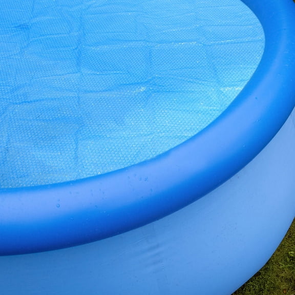 MEIBUTYUP Couverture de Piscine Gonflable Pliable Bleue avec Matériau Ldpe Durable et Couche Thermique à Bulles