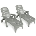 thumbnail image 1 of Costway Lot de 2 Chaises Longues Pliantes Fauteuil Inclinable Réglable à 5 Positions Gris, 1 of 10