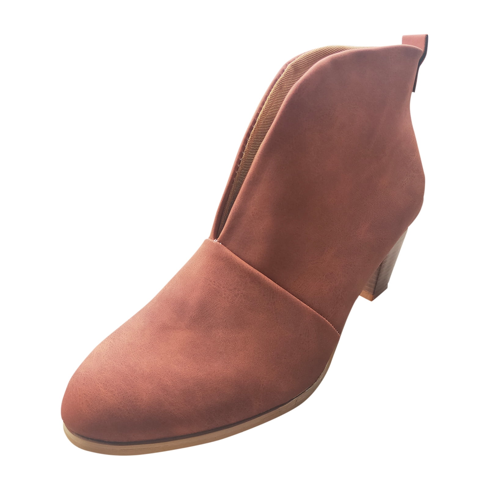 Kcodviy Bottes Courtes en Cuir Empilées Bottes pour Femmes avec Lacets Bottillons Talon Bottes pour Femmes Bottes d'Hiver pour Femmes Plates Bottes Mode Bottes pour Femmes
