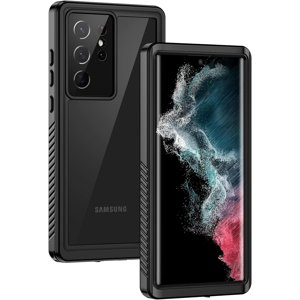 MYKOMI Samsung Galaxy S22 Ultra Etui de téléphone étanche, IP68 Protecteur d'écran intégré anti-poussière, housse de protection antichoc pour Galaxy S22 Ultra 5G 6.8 De pouce, noir/clair