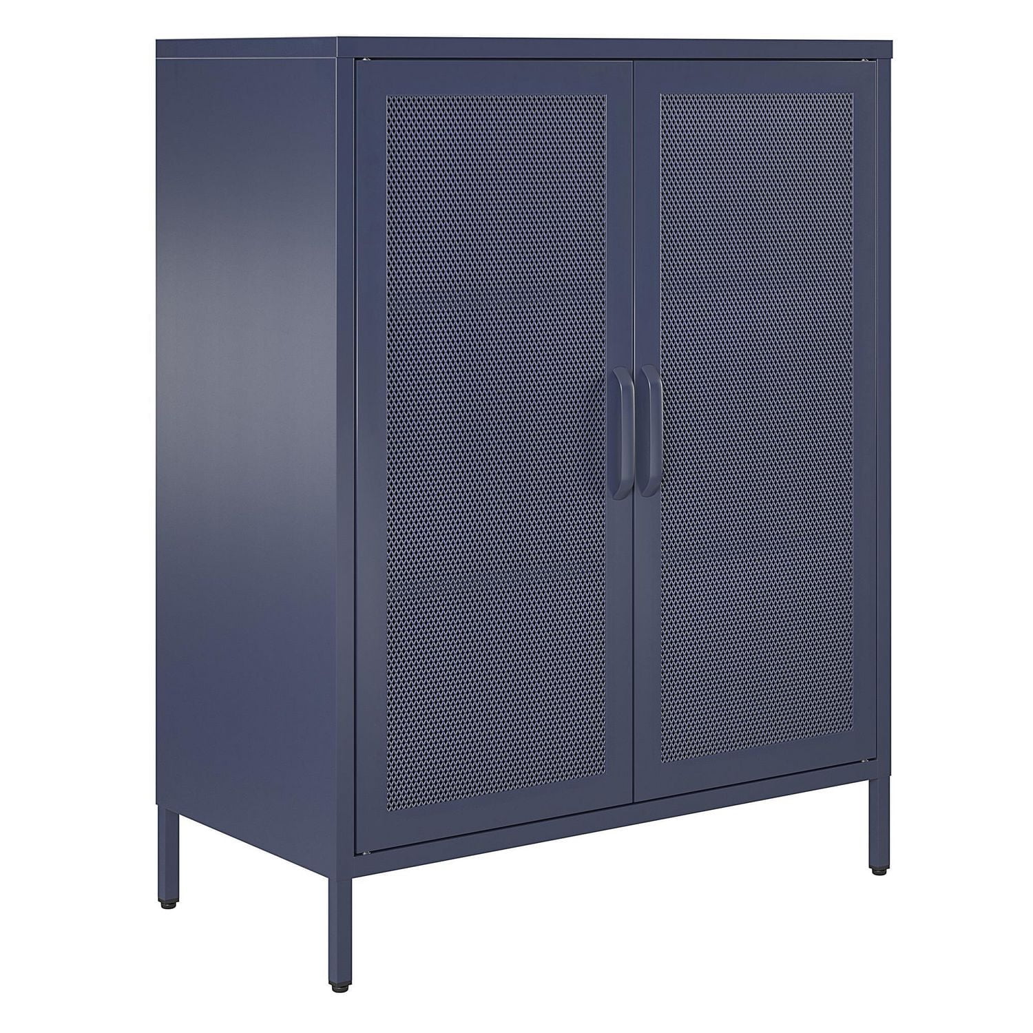 Meuble décoratif à 2 portes Channing de Novogratz, portes en maille métallique, bleu marine