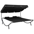 thumbnail image 1 of vidaXL Outdoor Lounge Bed with Canopy and Pillows Black, 1 of 5