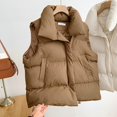 thumbnail image 2 of Kcodviy 2025 Autumn Winter Ladies Women Hooded Winter Coat Oversized Solid Puff Padded Cropped Back Jacket Vest, 2 of 4