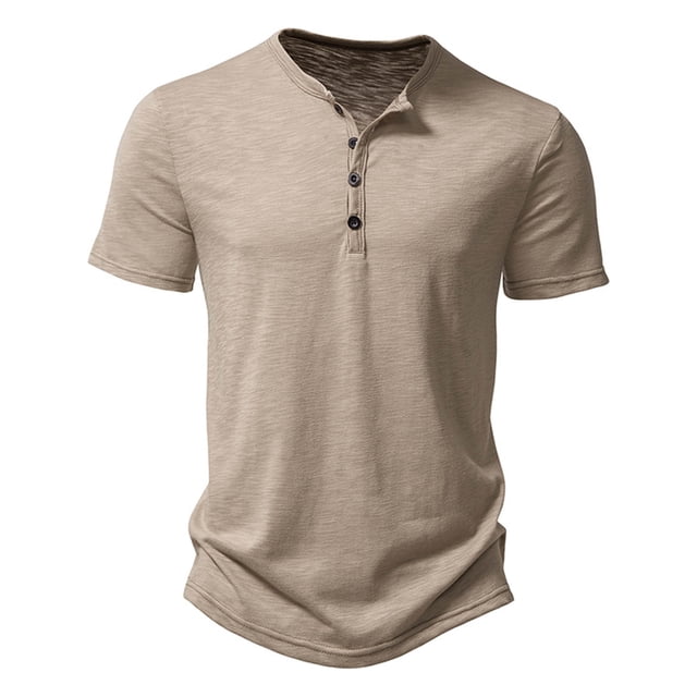 vdgthytj Short Sleeve T-Shirts for Men Button up Round Neck Slim Muscle Tees Lightweight Breathable Athletic Gym Shirts
