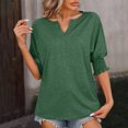 thumbnail image 2 of Penkiiy T-Shirts à Manches Courtes pour Femmes Col en V Bouffant Tunique Décontractée Habillée Tendance 2TG Vert, 2 of 6