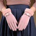 thumbnail image 5 of Woman Warm Snow Gloves Thick Soft Faux Rabbit Plush Edge Anti-slip for Cold Weather Outdoor Skiing and Cycling, 5 of 5