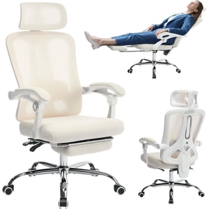 Ergonomic Office Chair - Home Desk Chair with Footrest, High-Back Mesh Computer Chair with Adjustable Lumbar Support Headrest, Swivel Rolling Task Chairs for Home, Office
