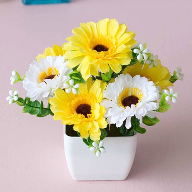 Plastic Outdoor Artificial Flowers Fake Plants In Pot Grass Garden Home Decor