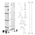 thumbnail image 1 of KFFKFF Multi-Purpose Folding Ladder, 7-in-1 Tall Extension Step Ladder, A Frame 4 Step Telescoping Ladder, 15.5ft Reach Height Heavy Duty Adjustable Ladder, 330 lbs Capacity, 1 of 9