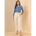 thumbnail image 3 of INSPIRE CHIC Women's Peter Pan Collar Work Blouse Puff Sleeve Button Down Shirt, 3 of 6