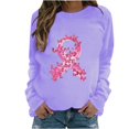 thumbnail image 3 of QATAINLAV Chandail de Sensibilisation au Cancer du Sein pour Femmes Ruban Rose Graphique Chandails de Base Col Rond Manches Longues Chandail à Enfiler Hauts Rentrée des Classes Ventes Prime Violet P, 3 of 5