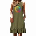 thumbnail image 1 of Ovzne Robes Grande Taille pour Femmes aux Formes Robe Mode Femmes Imprimé Col Rond Sans Manches Poche Jupe Plissée Robe à Empiècements Robe de Printemps Imprimée Liquidation, 1 of 6