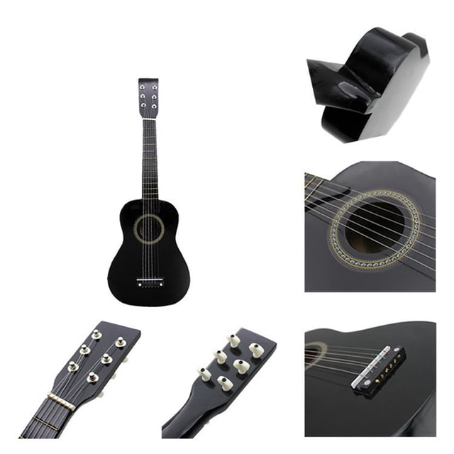IMENGL 21 Inch Classical Guitar, a compact 6-string folk acoustic guitar for kids and beginners, crafted with a mahogany wood body, nylon strings, and a smooth hardwood fingerboard with 12 frets. Ideal as a musical instrument for children, it is lightweight, portable, and shown in a random color with detailed views of the bridge, tuning pegs, and soundhole.