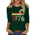 thumbnail image 2 of Uootdi Hauts pour Femmes Manches 3/4 Col Rond Imprimé Arc-en-Ciel Rétro 1976 Coupe Décontractée T-Shirts Nostalgiques d'Été Cadeau, 2 of 4