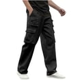 thumbnail image 1 of WRKEKC Casual Pants for Men Spring Fall Trendy Solid Color Drawstring Elastic Waist Long Pants for Daily Casual Gym Outings Dynamic Wear, 1 of 6