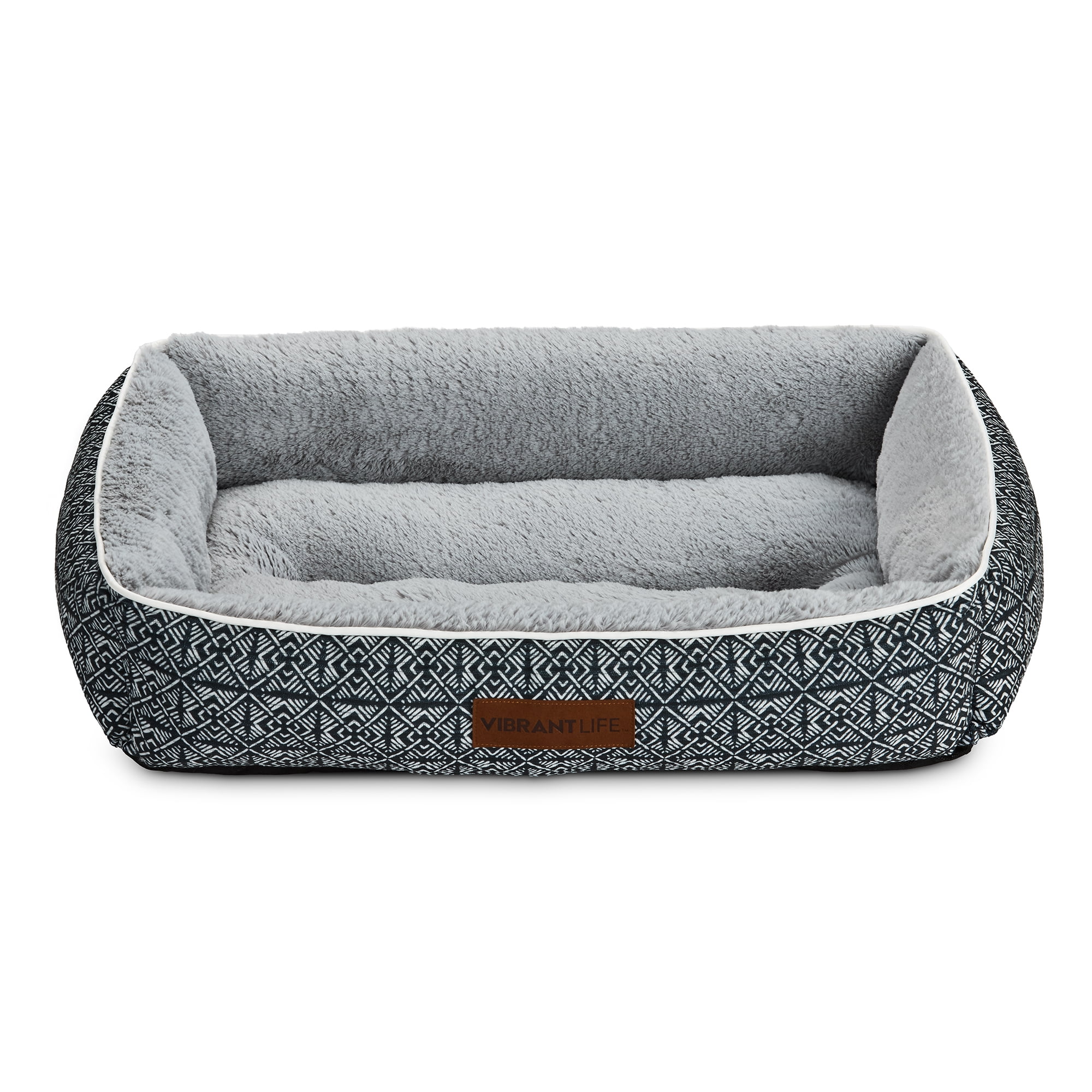 Vibrant Life Lounger Pet Bed, Large, Black Geo 36" x 27"
